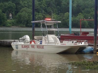 fire department boat with fishmaster t-top