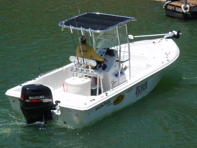 fishmaster t-top on guide service boat