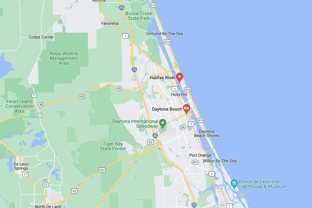 map of top fishing spots in daytona