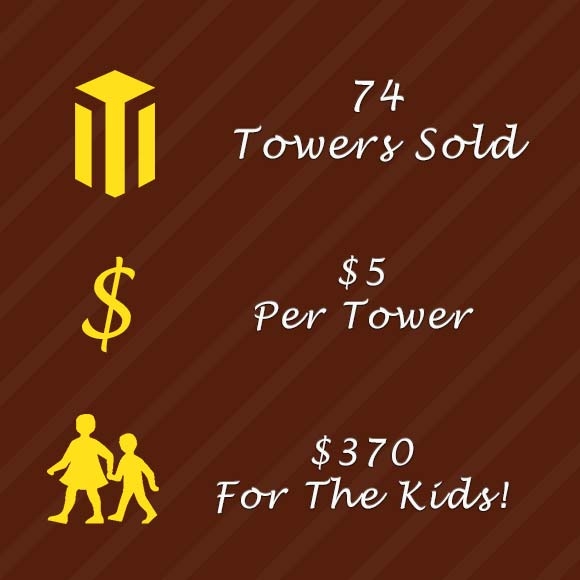 monster tower supports toys for tots charity