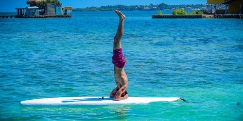 yoga on a paddle board