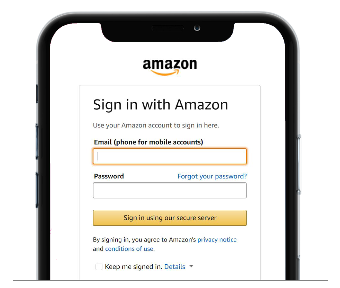 amazon pay sign in mockup on iphone